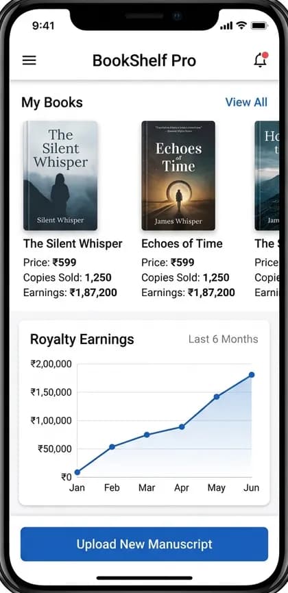Goodreads-Style Book Community - Author / publisher tools — app screen designed by CloneAppTech