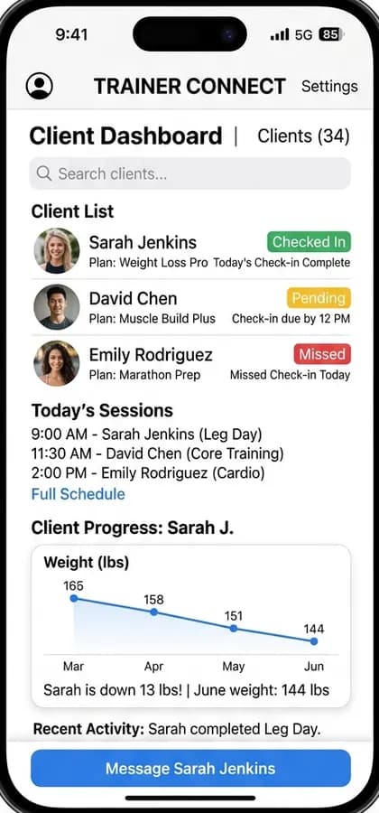 Workout Tracking App - Coach / trainer app — app screen designed by CloneAppTech