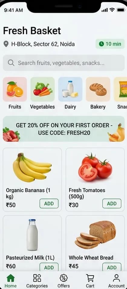 Blinkit Clone App - Customer app — app screen designed by CloneAppTech