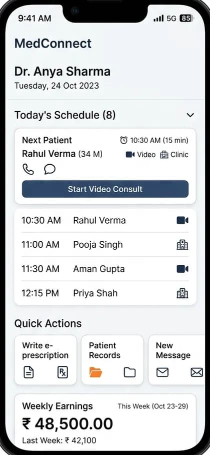 Healthcare Marketplace App - Doctor app — app screen designed by CloneAppTech