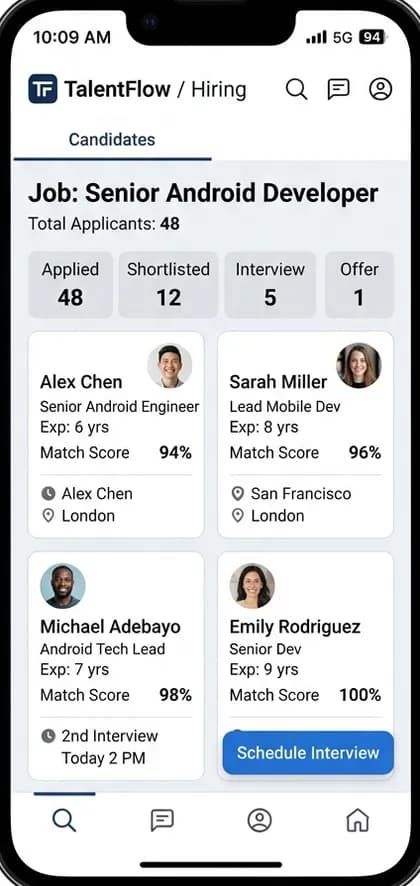 Interview Preparation App - Employer / client app — app screen designed by CloneAppTech