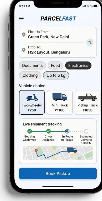 Logistics & Courier customer app — app screen designed by CloneAppTech
