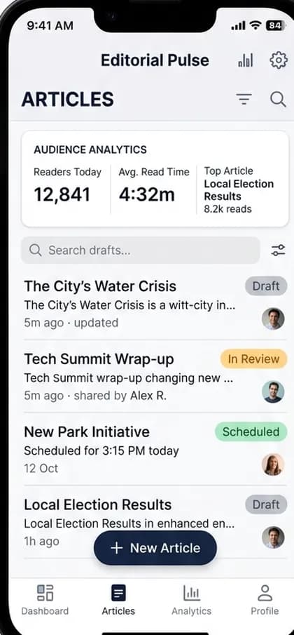 News & Publishing partner app — app screen designed by CloneAppTech