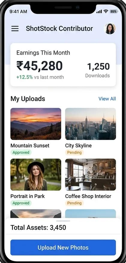 Digital Asset Marketplace - Contributor tools — app screen designed by CloneAppTech