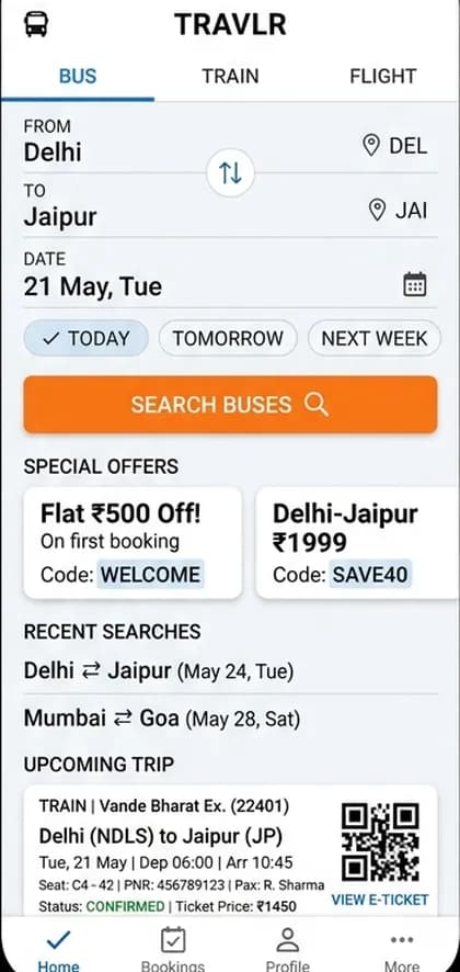 Kayak-Style Flight Booking App - Traveller app — app screen designed by CloneAppTech