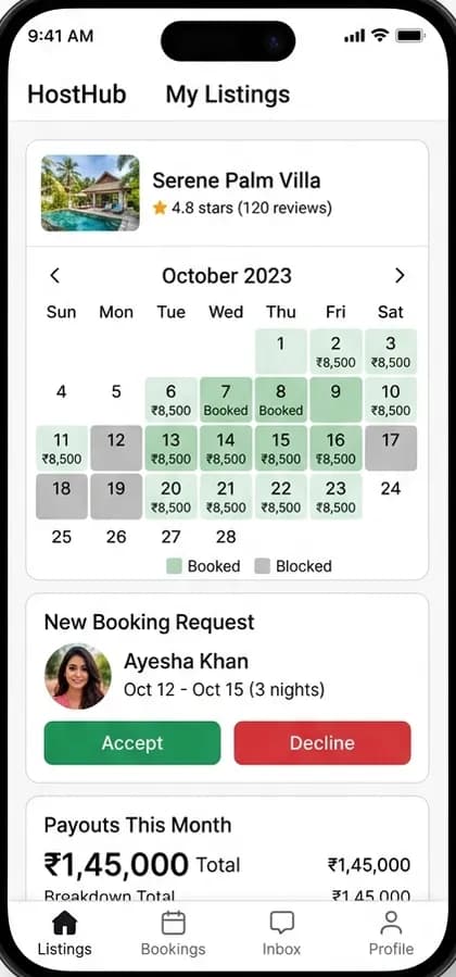 Airbnb Clone App - Host / supplier app — app screen designed by CloneAppTech