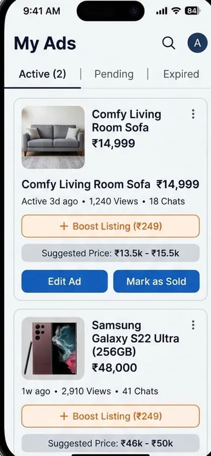 OLX Clone App - Seller app — app screen designed by CloneAppTech