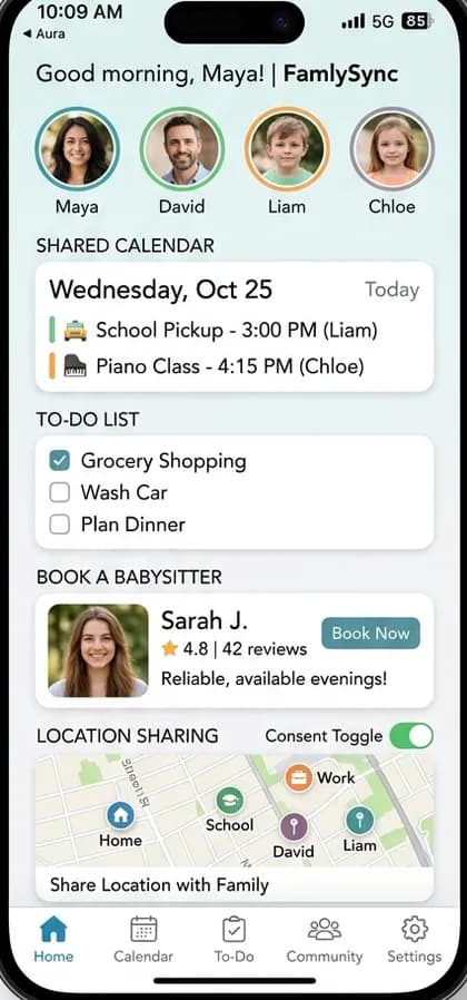 Senior Care Booking App - Parent / family app — app screen designed by CloneAppTech