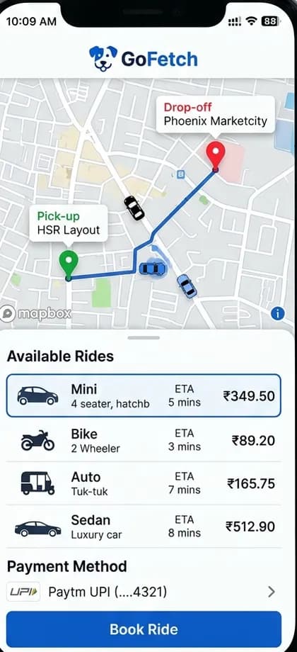 Rapido Clone App - Rider app — app screen designed by CloneAppTech