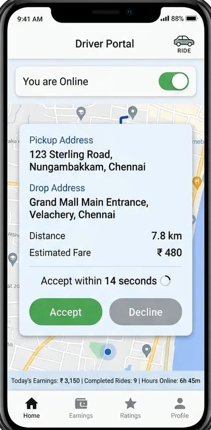 Rapido Clone App - Driver app — app screen designed by CloneAppTech